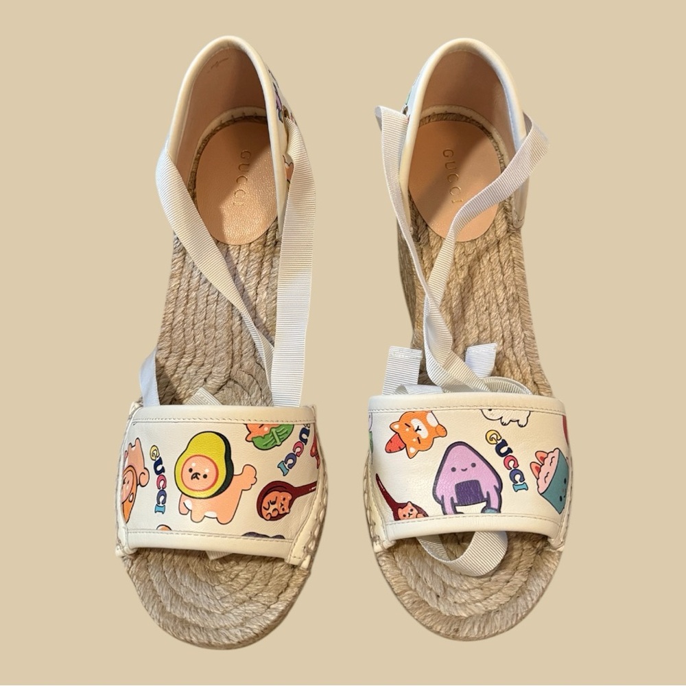 Gucci Printed Espadrille Wedges - Picture 4 of 5